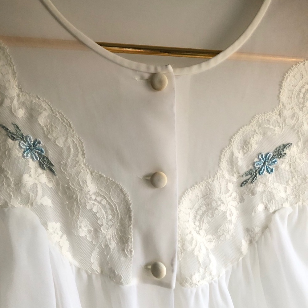 True Vintage sheer balloon sleeves night gown robe - Picture 6 of 9
